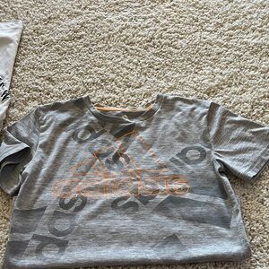 Adidas Kids Gray Tee with Bold Orange Logo